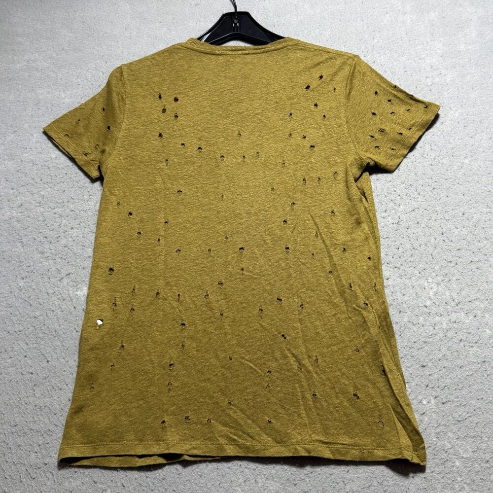 Iro Distressed Tee T-Shirt Women's Small Army Green Clay Linen Short Sleeve Top - Picture 7 of 10